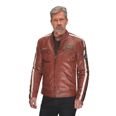 Men's Lambskin Leather Racing Jacket in Classic Cognac