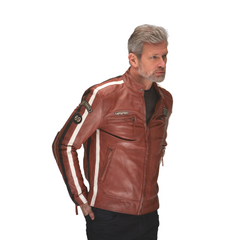 Men's Lambskin Leather Racing Jacket in Classic Cognac