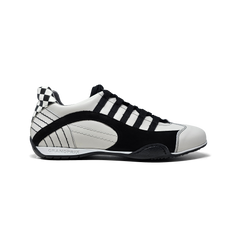 Men's Racing Sneaker in Checkered Flag (White and Black)