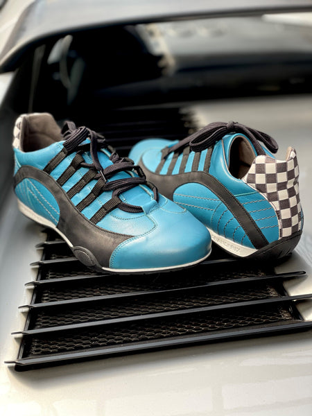 Men's Racing Sneaker in Miami Blue (Bright Blue and Black)