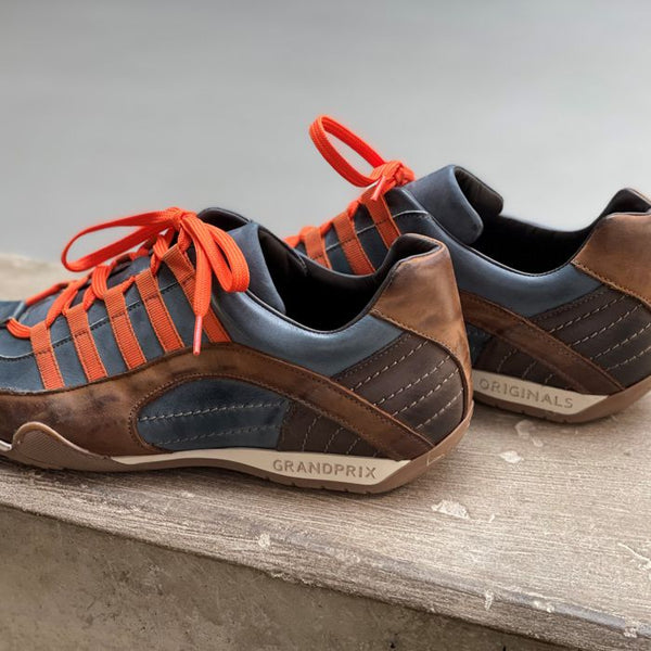 Men's GrandPrix Sneaker in Monza Indigo (Navy and Orange)