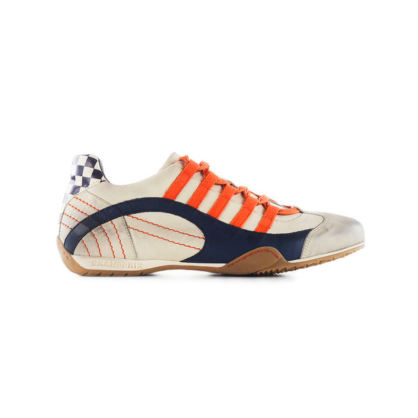Women's Racing Sneaker in Racing Oil (Creamy White with Navy and Orange)